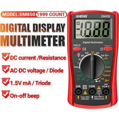 DM850 Eletrical Digital 1999 Counts Professional Multimeter Auto AC/DC Votage tester Ohm Current Ammeter Detector Tool