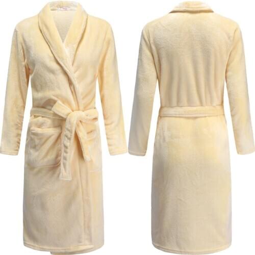 H5934 Women Robes Fall Winter Flannel Bathrobe Coral Velvet Long Sleeve Home Clothes Female Warm Thick Simple Casual Sleepwear