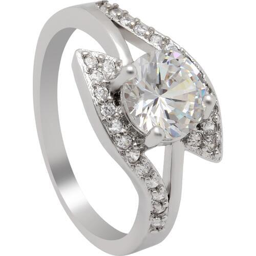 Hainon White Crystal Rings for Women Round Cubic Zirconia Jewelry Vintage Silver color Ring with Stones Valentines Day Gifts