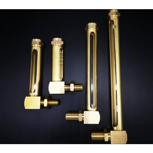 1/4" 3/8" 1/2" BSP Male Thread L-Shape Brass Oil Liquid Level Indicator Sight Glass Gauge