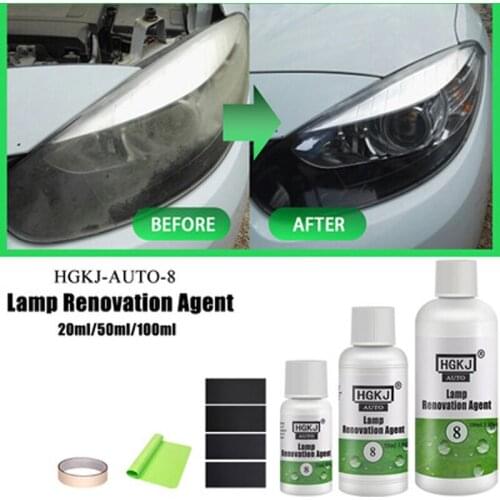 HGKJ Car Headlight Repair Renovation Tool HGKJ-8-50ML Lamp Polishing Agent+Cleaning Rag Sandpaper Kit Universal Auto Care Tools