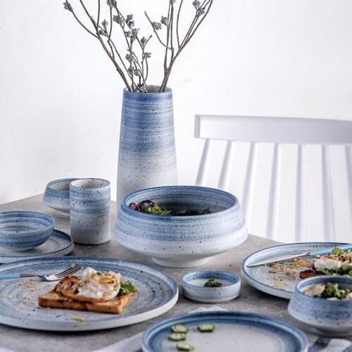 Nordic style western style ceramic tableware bowl rice bowl noodle soup bowl salad bowl plate plate plate steak plate plate