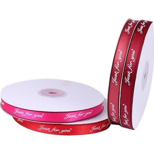 Width 1cm Just For You Printed Polyester Ribbon for Wedding ChristmasParty romantic material gift packaging DIY braided printing
