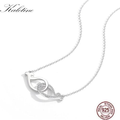 Statement Necklace Fish Original 925 Sterling Silver Infinity Heart Necklaces & Pendants Accessories Women Jewelry Gift For Girl
