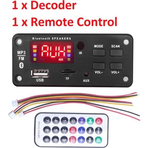NewBluetooth5.0 12V Decoding Board Module Wireless Car USB Mp3 Player Bluetooth5 TF Card Slot / USB / FM / Remote Decoding Board