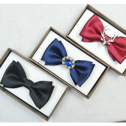 Mens Fashion Bow Tie 2020 New Arrivals High Quality Luxury Bowtie Metal Golden Antlers Two Layer Butterfly Tie With Gift Box