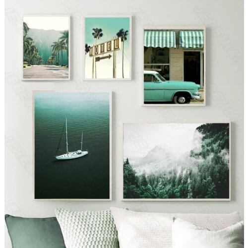 Green Sea Landscape Poster Nordic Style Wall Waterproof Ointa Canvas Art Painting Modern Living Room Bedroom Decoration