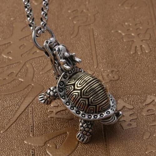 NEW 100% 925 Silver Necklace Pure Silver Longevity Turtle Pendant Necklace Good Luck Turtle Pendant Necklace