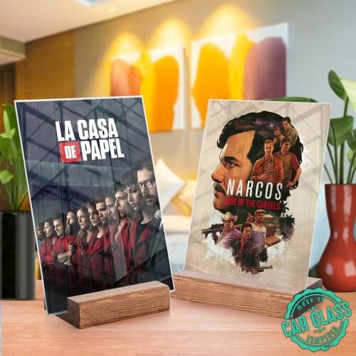 Custom TV Series Poster Cover with Wooden Stand - TV Series Poster Board - Choose Your Favorite Film For Printing On Glass Frame
