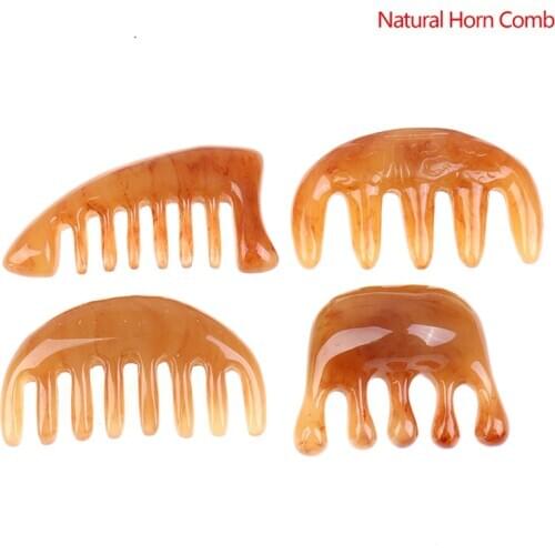 1Pcs Natural Ox Horn Pocket Comb Wide Toothed Comb SPA Guasha Scalp Massage Brush Hair Care Tool High Quality