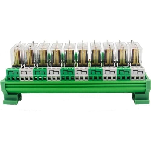 Custom-made 16A 10 Channel 1 SPST-NO DIN Rail Mount OMRON G2R-1A-E with 8Pin relay socket 24V DC/AC Interface Relay Module