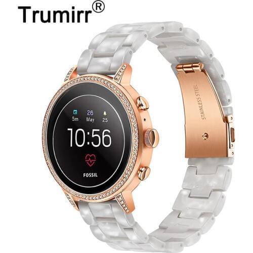 Trumirr Resin Watchband for Fossil Gen 4 Venture HR / Gen 3 Q Venture / Womens Gen 4 Sport Watch Band Quick Release Strap Belt