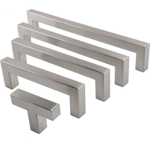 Handles Square Bar Stainless Steel Brushed Black Mirror Door Handle Kitchen Door Cabinet Knobs and For Furniture Pull Knob