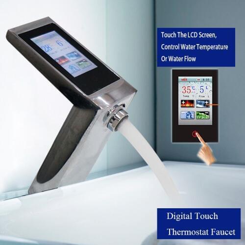 Smart Display Basinwash Faucet Digital Touch Thermostat Basin Sink Mixer Deck Mounted Water Saving Faucets Hight Quality LCD Tap