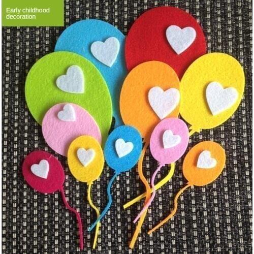 T-N Colorful Balloon Kindergarten Wall Paste NonWoven Felt Fabric School Home Kids DIY Crafts Color Blackboard Layout Decoration