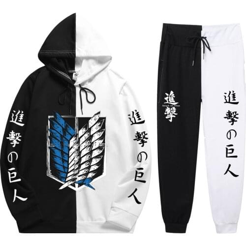 Anime Attack on Titan Hoodie Pants Casual Men Women Tracksuits Casual Jogging Suits Harajuku