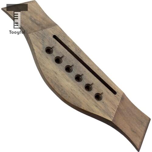 Tooyful 1pc 6 String Rosewood Saddle Thru Guitar Bridge for Acoustic Folk Guitar