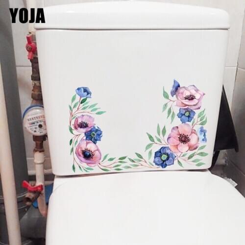 YOJA 24.2*15.8CM Watercolor Plant Flower Classical Home Wall Sticker Decal Bathroom Toilet Decor T1-1040