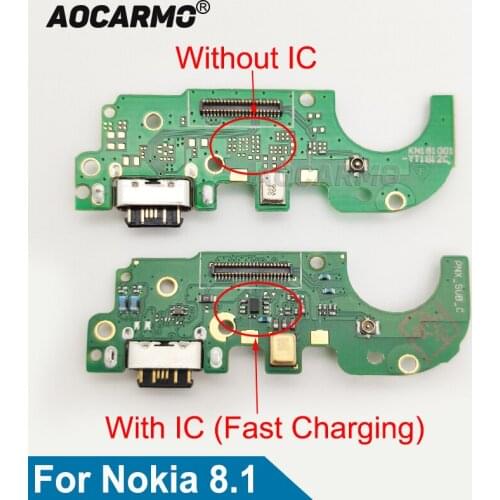 Aocarmo For Nokia X7 / 7.1 Plus TA-1131 USB Charger Dock Charging Port Connector Mic Microphone Flex Cable Circuit Board