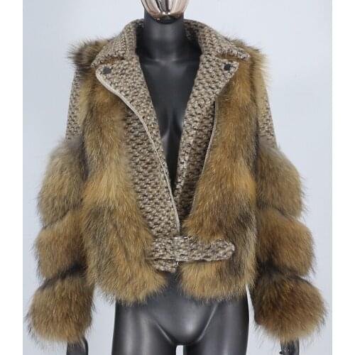 2021 New Real Fur Coat Vest Winter Jacket Women Natural Raccoon Fur Wool Coat Outerwear Detachable Streetwear Locomotive