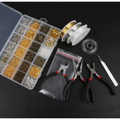 1 Box 10/24 Grid DIY Jewelry Making Findings Rings/Lobster clasp/Hook/Torus/Needle/Clip Making Box Beads Kit Jewelry Tool Sets
