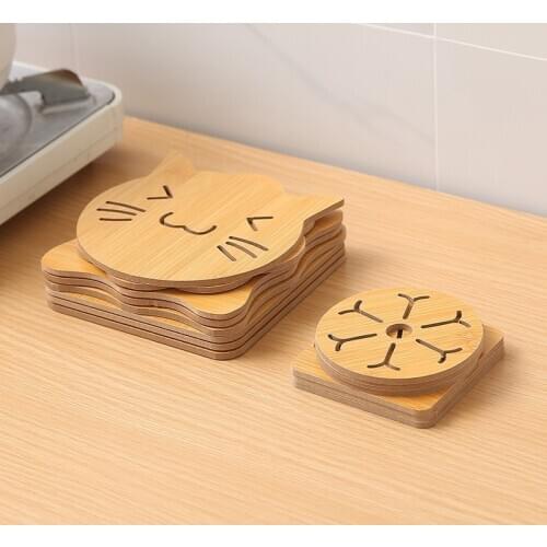 1 PCS 6 Inch Bamboo Heat Resistant Trivet Mat Hot Pot Holder Teapot Trivet Pad Coaster Table Placemat Coffee Tea Cup Holder