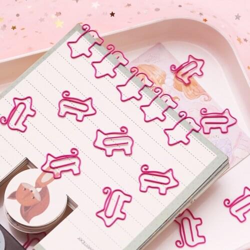 1pc Cute Animal Pink Pig Bookmark Creative Paper Clip School Office Supply Metal Material For Gift Stationery