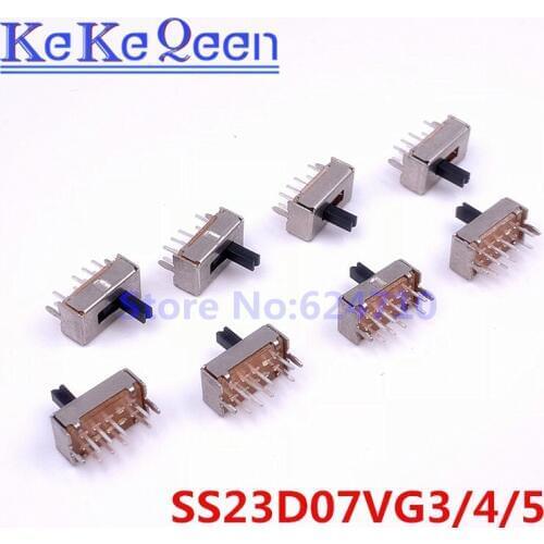 10PCS SS23D07 SS23D07VG3 SS23D07VG4 SS23D07VG5 8 PINS 3 Position 2P3T Toggle Switch Double Vertical Sliding Handle High 3 4 5 mm
