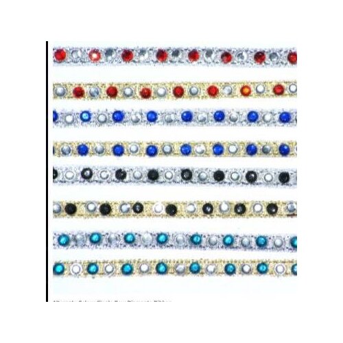 10 yards 1 row Lt Siam Royal Navy blue Alternate Gold Silver Metallic crystal rhinestone tape diamante ribbon For DIY browbands