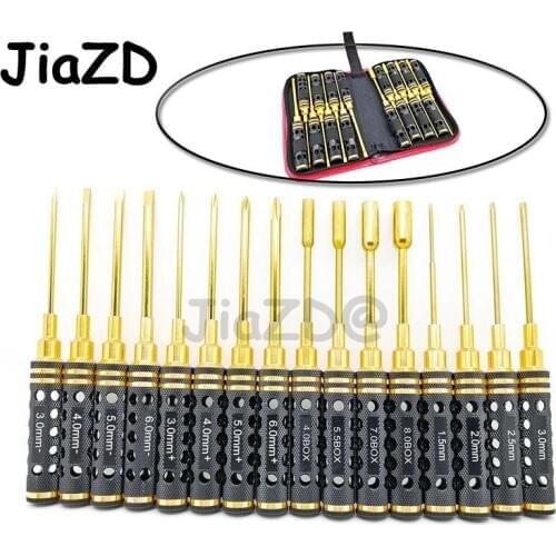 16Pcs/set Titanium Plating 1.5/2/2.5/3mm Hexagon Screwdriver Spanner Box Screw Driver Tool Kit for RC Model Car Boat Airplane K7