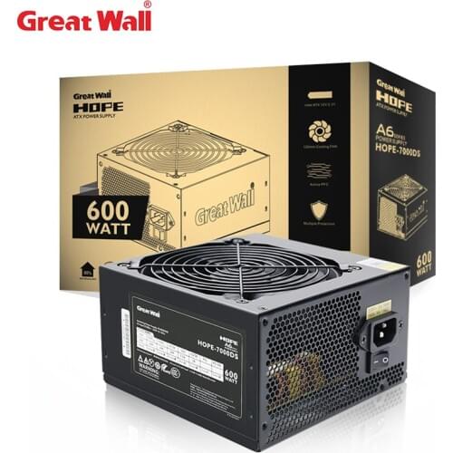 Great Wall PC Power Supply 600W Quiet 120mm Cooler Fan 24pin 12V ATX Power Supply Unit Desktop Computer Power Supplies