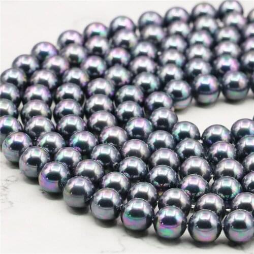 2021 new cute 8mm Multicolor Black Sea Shell Pearl Loose Beads DIY Fashion Jewelry Making Natural Stone 15'BV41 wholesale price