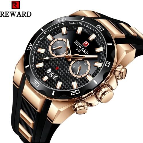 2020 REWARD New Sport Mens Quartz Watches Hot Luxury Brand Watch For Men Silicone Wristwatch Waterproof Clock Relogio Masculino