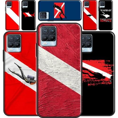 Diver Down Diving Flag For OnePlus Nord 2 8 9 Pro 8T 9R Phone Case For OPPO Realme 8 7 6 Q3 Pro GT C3 C21 Cover