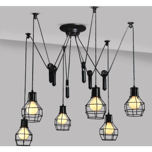 Black Painting Chandeliers creative personality Kitchen Island Lighting chandelier cafe restaurant Vintage Chandeliers Light