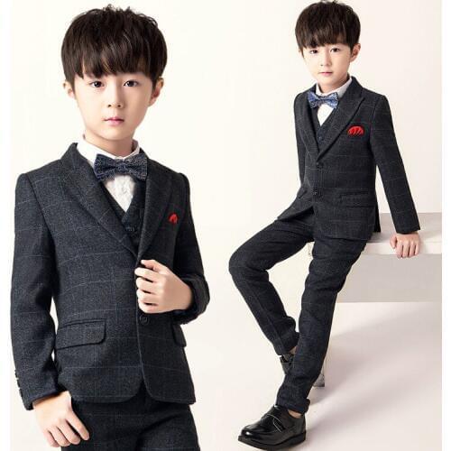 Children Formal Dress Suit Set Flower Boy Wedding Piano Performance Costumes Kids Blazer Vest Pants Shirts Bowtie Clothes 2-16t