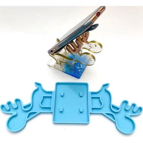 DIY Crystal Mirror Silicone Mold Moose Mobile Phone Stand Support Epoxy Resin Carft Silicone Mold Jewelry Casting Making
