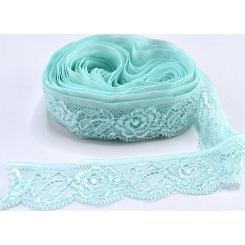 Top Quality 10Yards/lot Mint Green Elastic Lace Fabric Trims for Sewing Clothing 24mm Width DIY Wedding Christmas Decorations