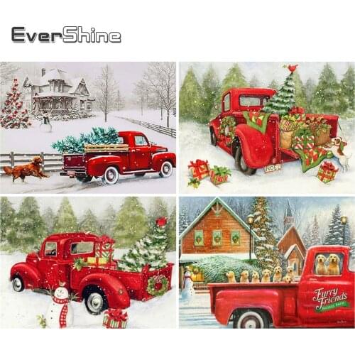EverShine 5D DIY Diamond Painting Landscape Cross Stitch Kits Handmade Gift Diamond Embroidery Winter Car Rhinestone Pictures