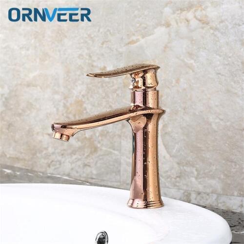 Hot Sale Bathroom Faucet Deck Mounted Brass Vanity Sink Mixer Tap Hot & Cold,the basin faucet,the rose gold faucet