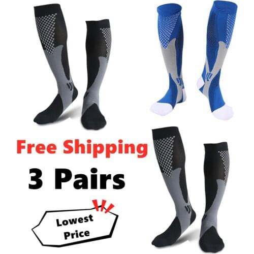 3 Pairs Compression Socks for Women Men 30 mmHg Comfortable Anti Fatigue Athletic Nylon Medical Nursing Stockings Sport Running