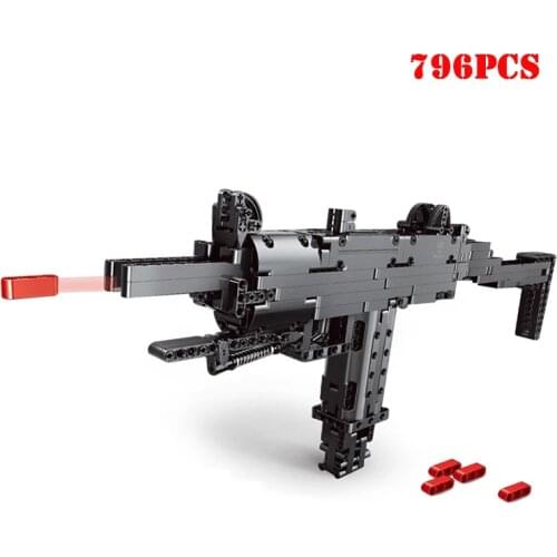 Military Uzi Machine Signal Gun Technical Model Building Blocks Set Shooting Game Bricks City Army Toys For Children Kids Gifts