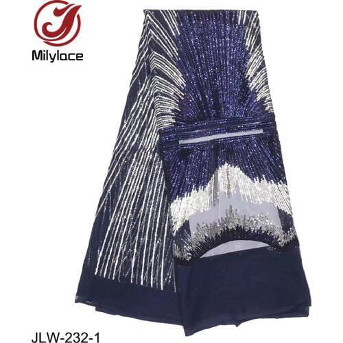 Milylace shiny sequins lace fabric 2019 high quality African tulle lace fabric with sequence for party dresses JLW-232