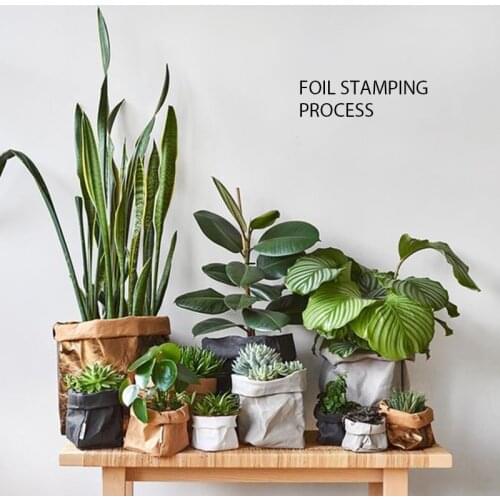 Washable Kraft Paper Bag home decor vase Fruits Vegetable Breads Storage Container Kitchen Tool Washable Plants Flowers Growing