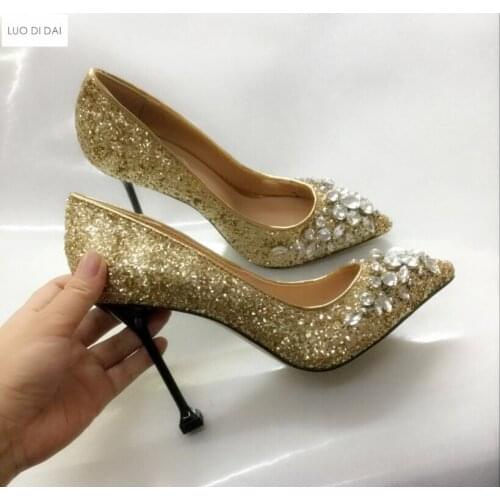2020 New women sequin high heels thin heel diamond pumps party shoes rhinestone stud pumps dress shoes crystal wedding shoes