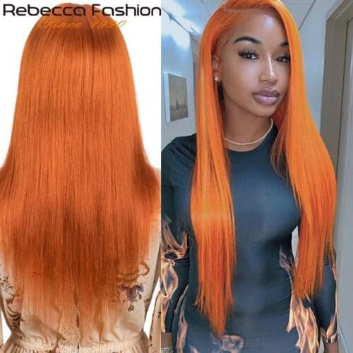 Rebecca Blonde Lace Front Wig Human Hair Wigs For Women Cosplay Orange Colored Human Hair Wigs Straight 4x4 Lace Closure Wigs