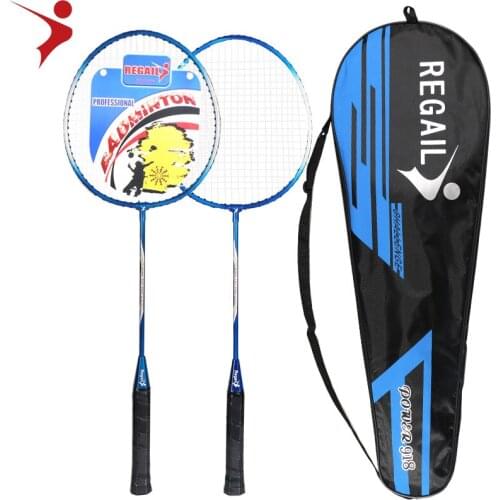 REGAIL918 ferroalloy badminton racket blue gold primary training badminton racket set factory direct sales