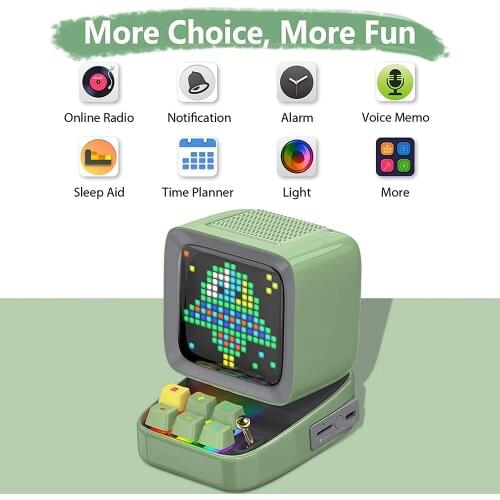 Retro Pixel Art Bluetooth Portable Speaker Alarm Clock DIY LED Display Board, New Year Gift Home Light Decoration
