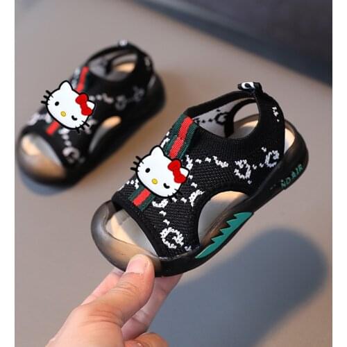 Sanrio Hello Kitty childrens toddler shoes 2021 summer new flying woven casual shoes Melody sandals men and women baby beach sh