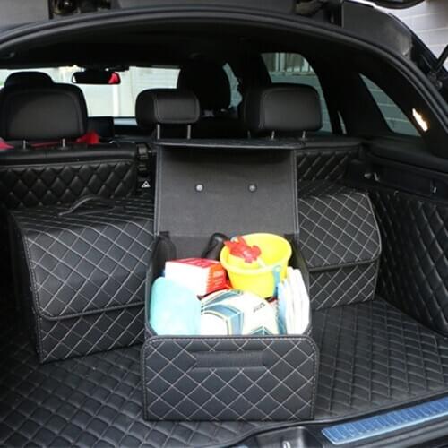 Collapsible Car Organizer Box For Trunk Portable Pu Leather Storage Box Multipurpose Auto Accessories Organizer Bag In The Car